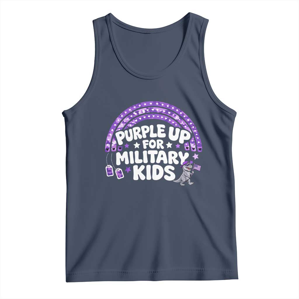 Purple Up For Military Kids Tank Top Cute Dino Dinosaur Proud Military Child Rainbow TS10 Navy Print Your Wear
