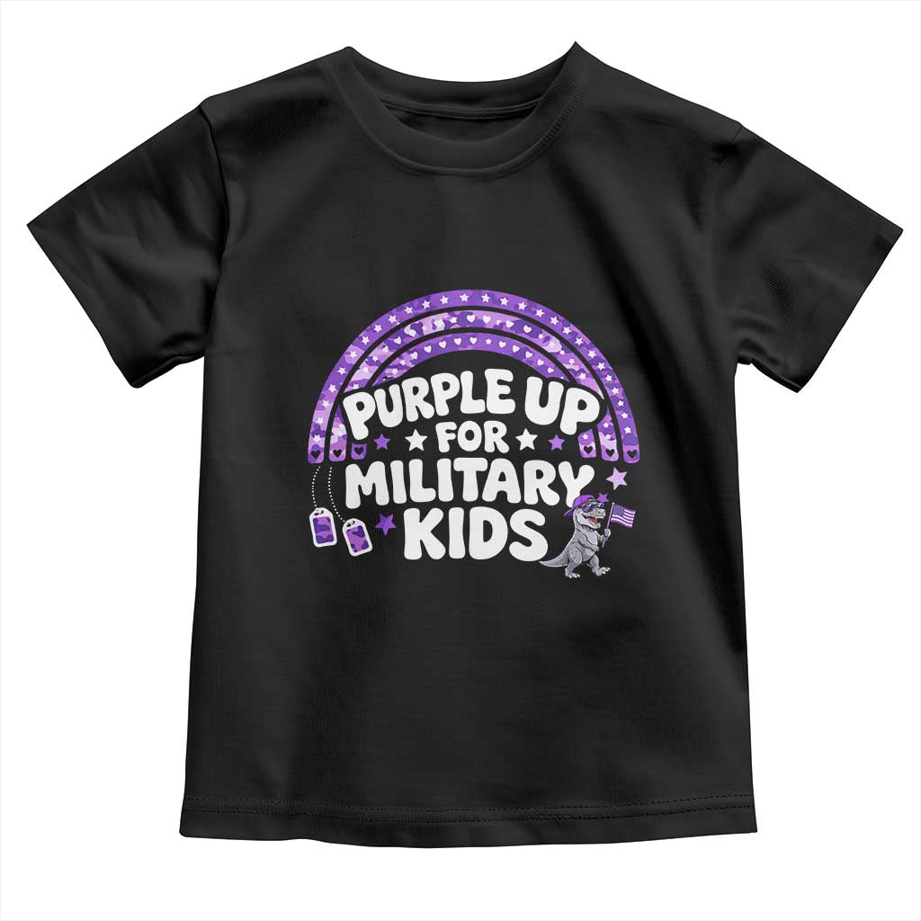 Purple Up For Military Kids Toddler T Shirt Cute Dino Dinosaur Proud Military Child Rainbow TS10 Black Print Your Wear