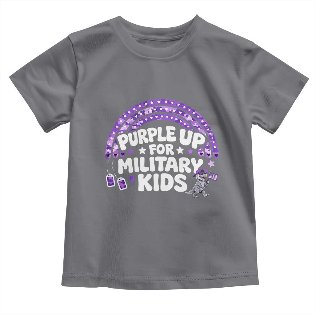 Purple Up For Military Kids Toddler T Shirt Cute Dino Dinosaur Proud Military Child Rainbow TS10 Charcoal Print Your Wear