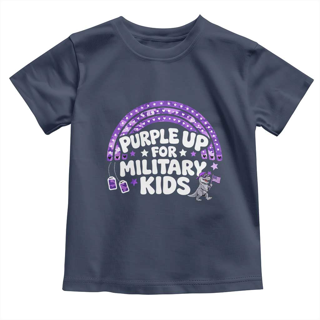 Purple Up For Military Kids Toddler T Shirt Cute Dino Dinosaur Proud Military Child Rainbow TS10 Navy Print Your Wear
