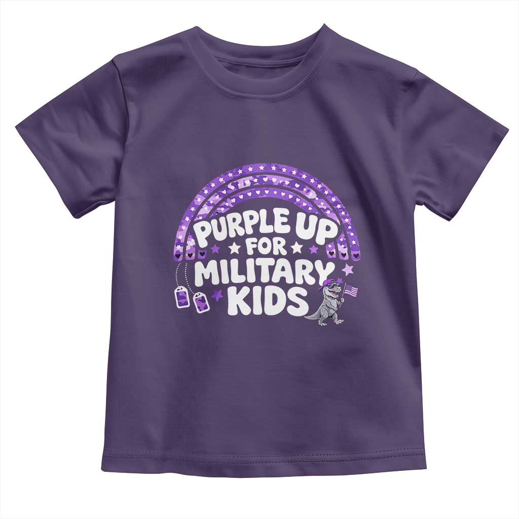 Purple Up For Military Kids Toddler T Shirt Cute Dino Dinosaur Proud Military Child Rainbow TS10 Purple Print Your Wear