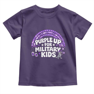 Purple Up For Military Kids Toddler T Shirt Cute Dino Dinosaur Proud Military Child Rainbow TS10 Purple Print Your Wear