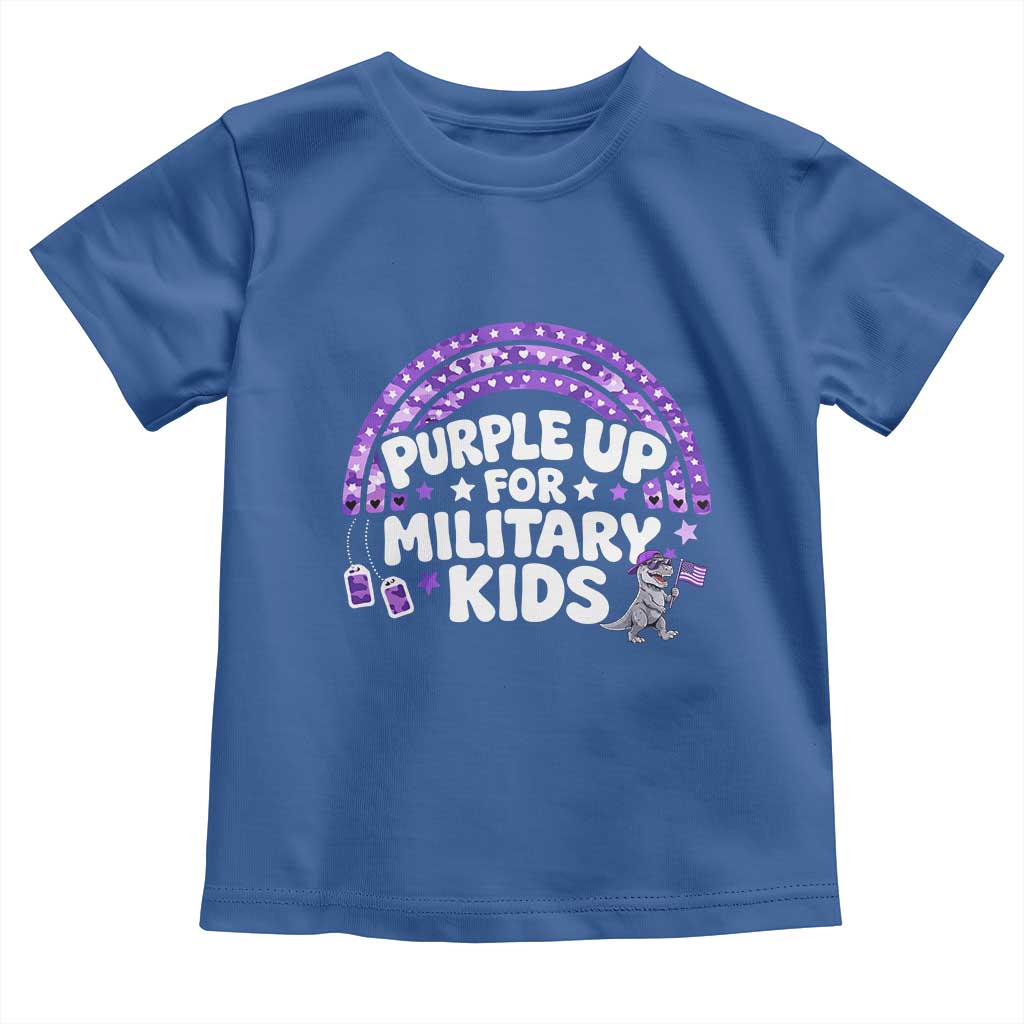 Purple Up For Military Kids Toddler T Shirt Cute Dino Dinosaur Proud Military Child Rainbow TS10 Royal Blue Print Your Wear