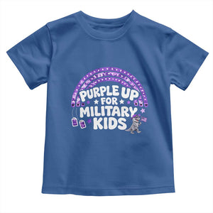 Purple Up For Military Kids Toddler T Shirt Cute Dino Dinosaur Proud Military Child Rainbow TS10 Royal Blue Print Your Wear