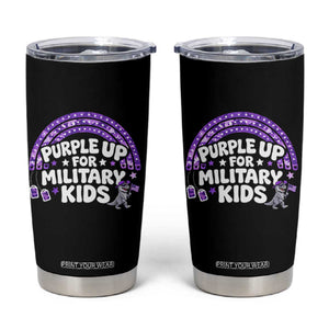 Purple Up For Military Kids Tumbler Cup Cute Dino Dinosaur Proud Military Child Rainbow TS10 Black Print Your Wear