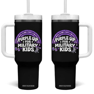 Purple Up For Military Kids Tumbler With Handle Cute Dino Dinosaur Proud Military Child Rainbow TS10 One Size: 40 oz Black Print Your Wear