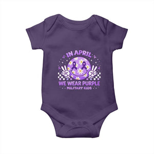 Proud Military Kids Baby Onesie Groovy Smile Face In April We Wear Purple Military Child Month TS10 Purple Print Your Wear