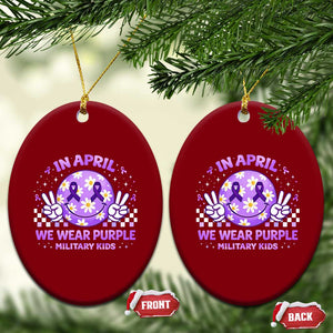 Proud Military Kids Ceramic Ornament Groovy Smile Face In April We Wear Purple Military Child Month TS10 Print Your Wear