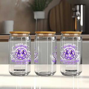 Proud Military Kids Glass Can Groovy Smile Face In April We Wear Purple Military Child Month TS10 Print Your Wear