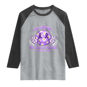 Proud Military Kids Raglan Shirt Groovy Smile Face In April We Wear Purple Military Child Month TS10 Heather Gray Heather Charcoal Print Your Wear