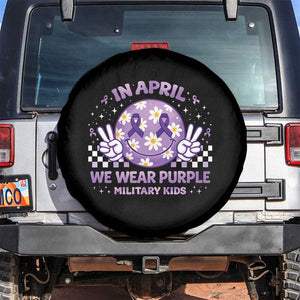 Proud Military Kids Spare Tire Cover Groovy Smile Face In April We Wear Purple Military Child Month TS10 No hole Black Print Your Wear