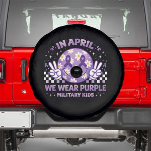 Proud Military Kids Spare Tire Cover Groovy Smile Face In April We Wear Purple Military Child Month TS10 Black Print Your Wear