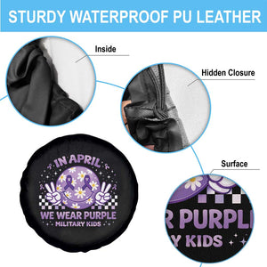 Proud Military Kids Spare Tire Cover Groovy Smile Face In April We Wear Purple Military Child Month TS10 Print Your Wear
