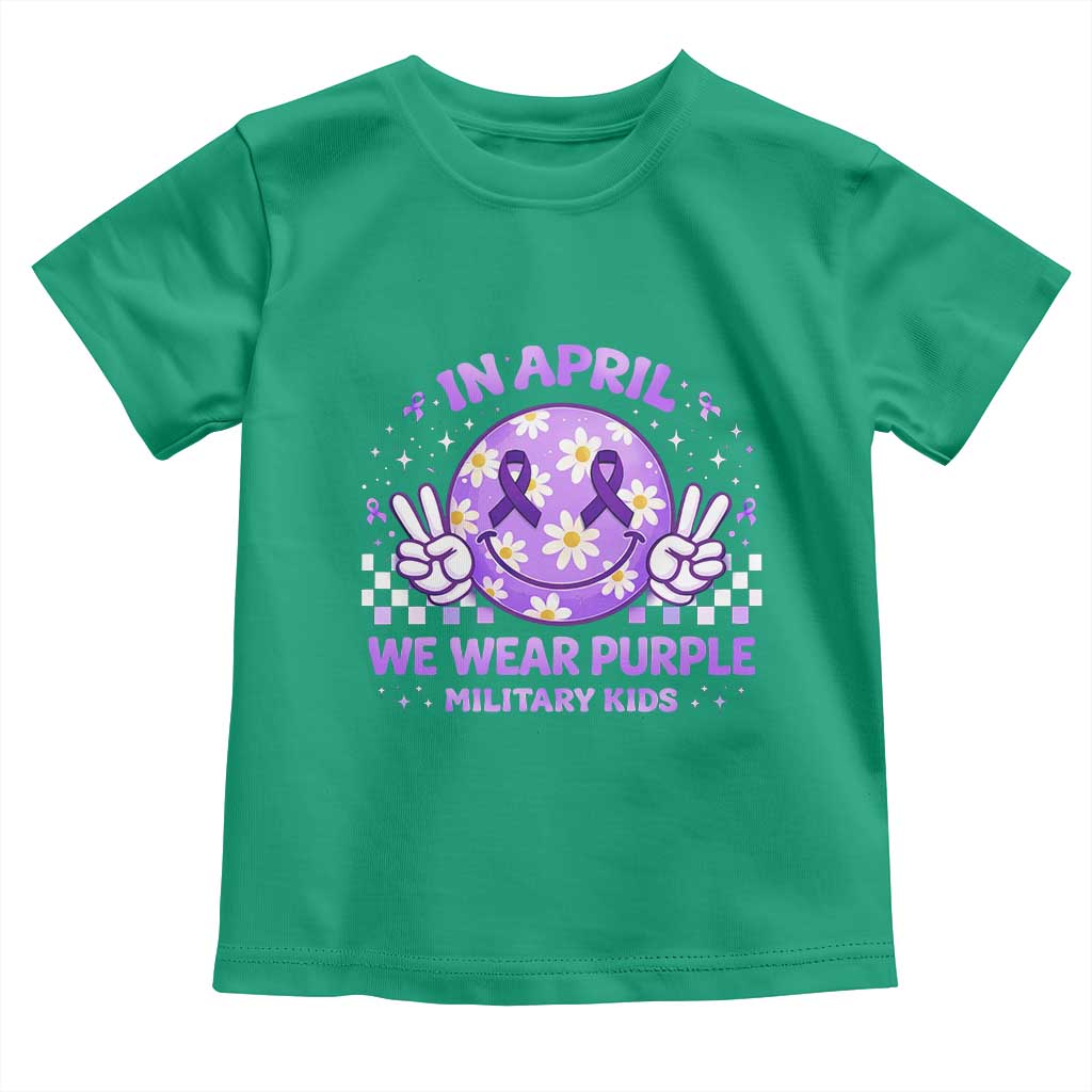 Proud Military Kids Toddler T Shirt Groovy Smile Face In April We Wear Purple Military Child Month TS10 Irish Green Print Your Wear