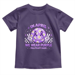 Proud Military Kids Toddler T Shirt Groovy Smile Face In April We Wear Purple Military Child Month TS10 Purple Print Your Wear
