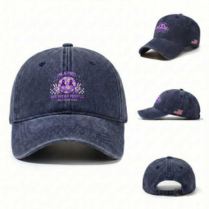 Proud Military Kids Washed Cotton Baseball Cap Groovy Smile Face In April We Wear Purple Military Child Month TS10 Washed Cap Universal Fit Navy Print Your Wear
