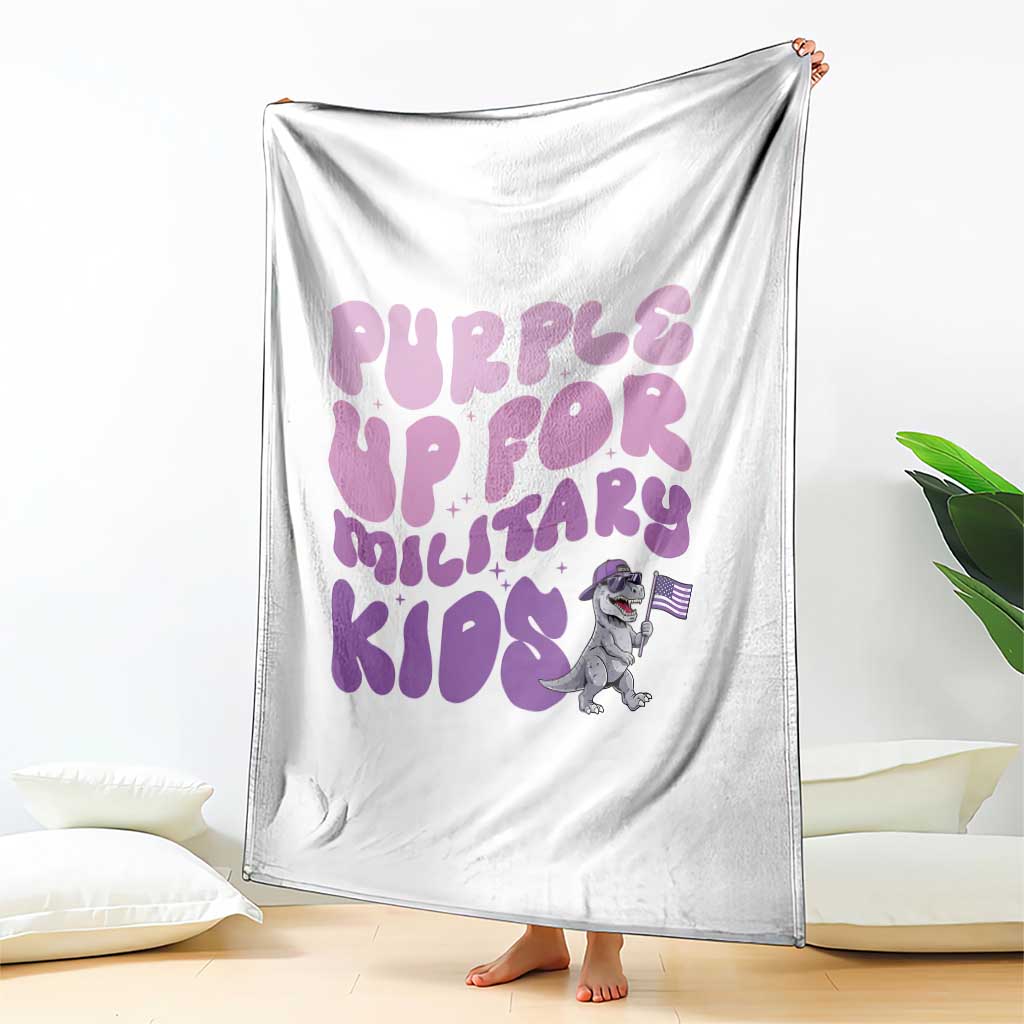 Purple Up For Military Kids Throw Blanket Groovy Dino Dinosaur Military Child Month TS10 Print Your Wear