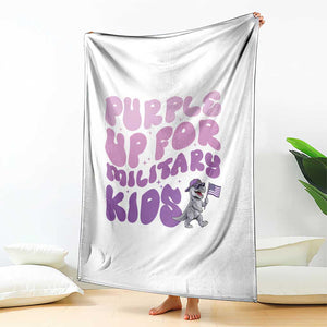 Purple Up For Military Kids Throw Blanket Groovy Dino Dinosaur Military Child Month TS10 Print Your Wear