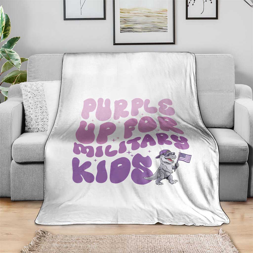 Purple Up For Military Kids Throw Blanket Groovy Dino Dinosaur Military Child Month TS10 Print Your Wear