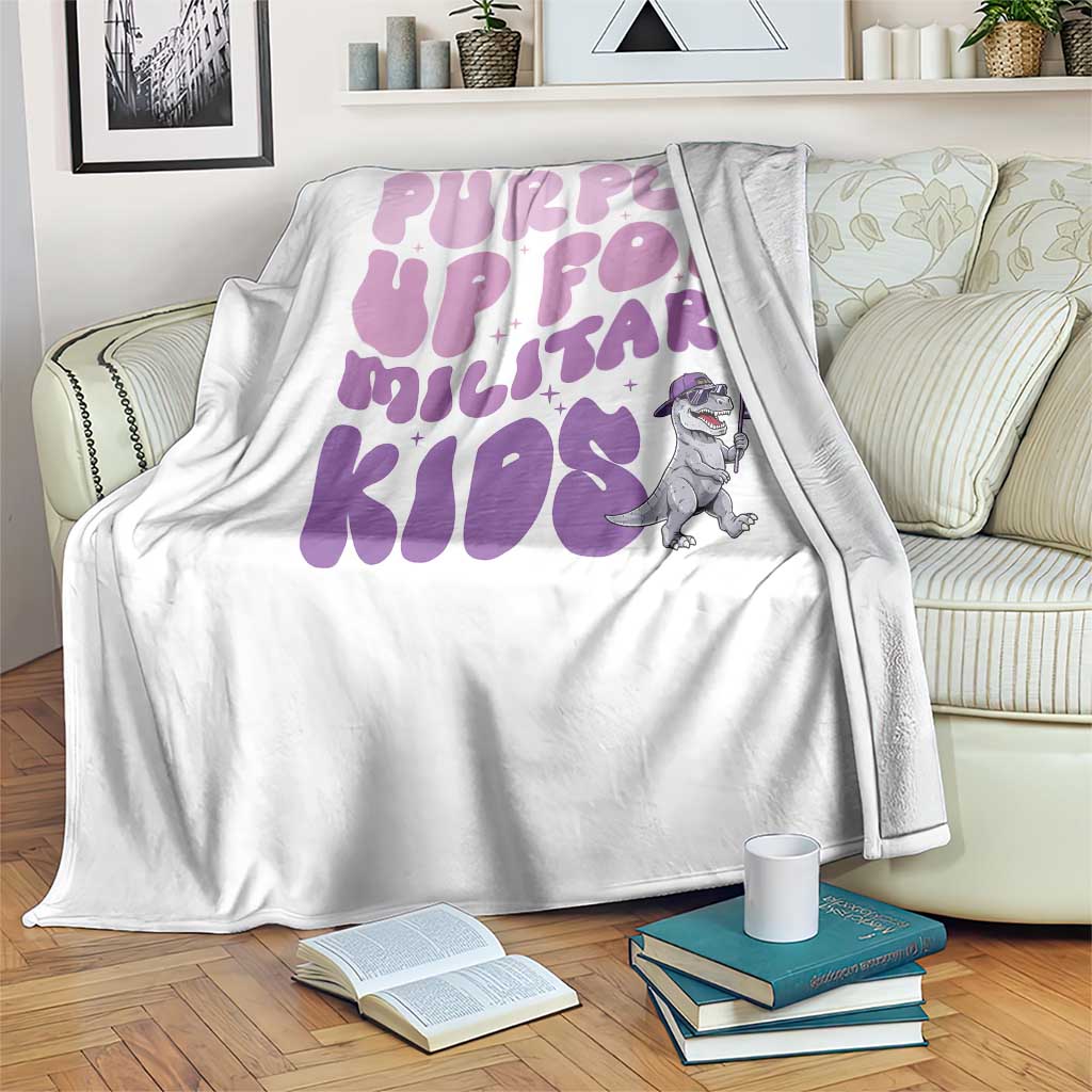 Purple Up For Military Kids Throw Blanket Groovy Dino Dinosaur Military Child Month TS10 Print Your Wear