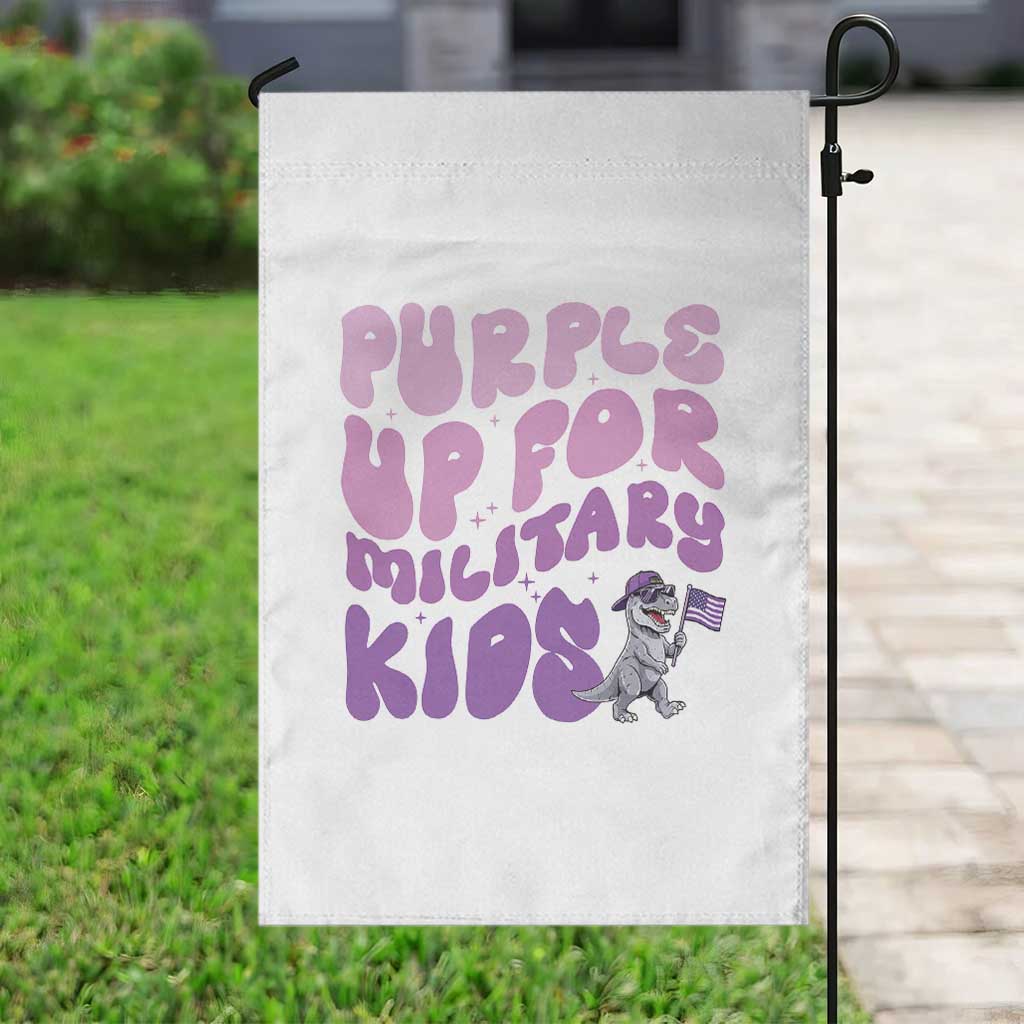 Purple Up For Military Kids Garden Flag Groovy Dino Dinosaur Military Child Month TS10 Print Your Wear