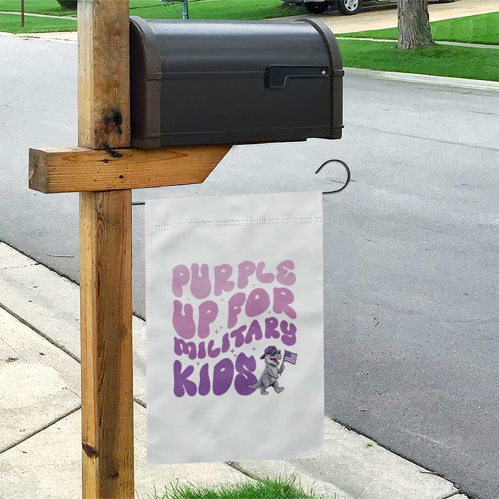 Purple Up For Military Kids Garden Flag Groovy Dino Dinosaur Military Child Month TS10 Print Your Wear