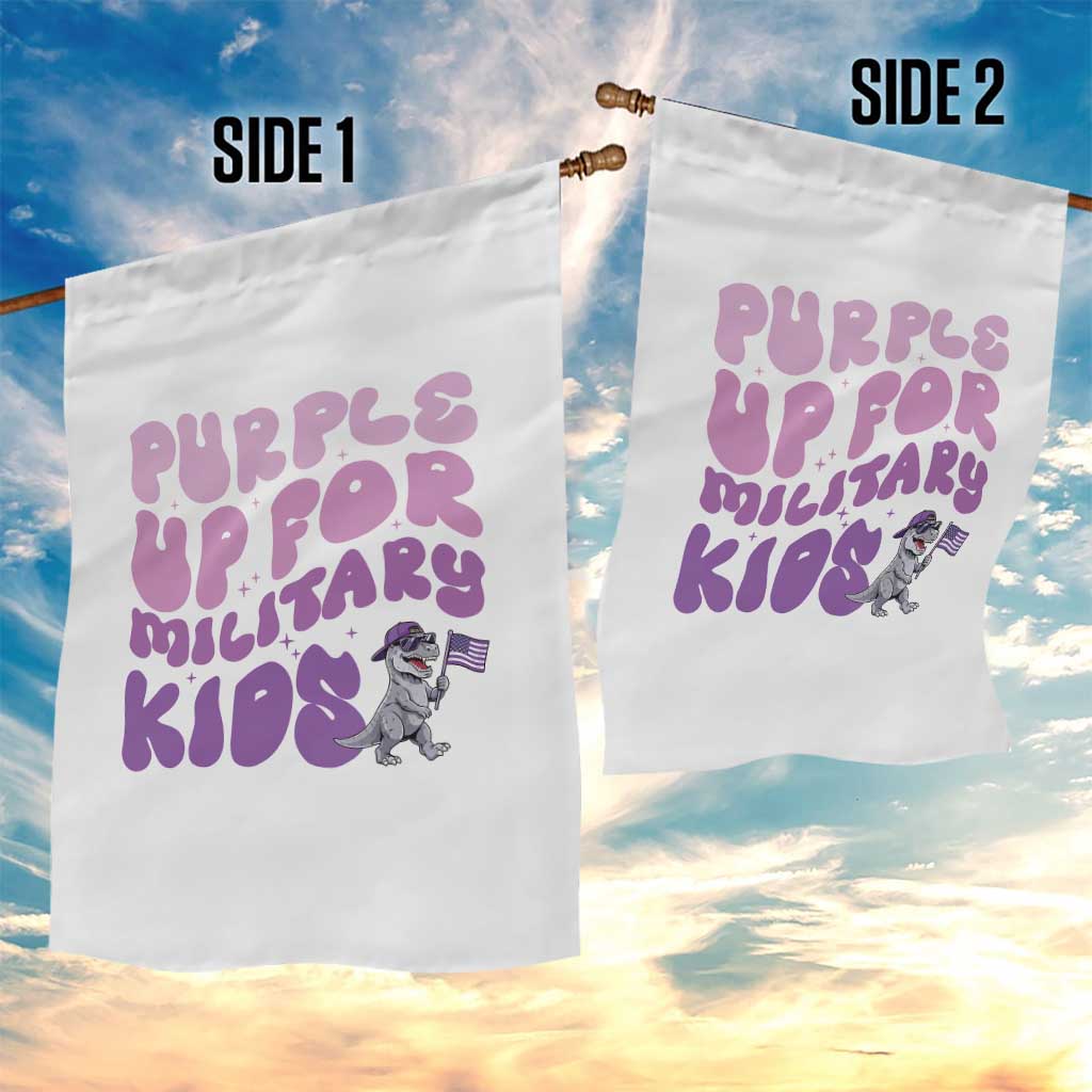 Purple Up For Military Kids Garden Flag Groovy Dino Dinosaur Military Child Month TS10 Print Your Wear
