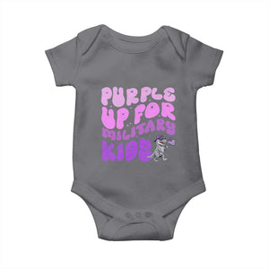 Purple Up For Military Kids Baby Onesie Groovy Dino Dinosaur Military Child Month TS10 Charcoal Print Your Wear