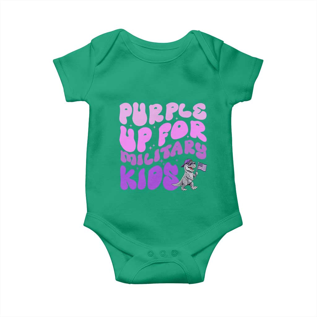 Purple Up For Military Kids Baby Onesie Groovy Dino Dinosaur Military Child Month TS10 Irish Green Print Your Wear