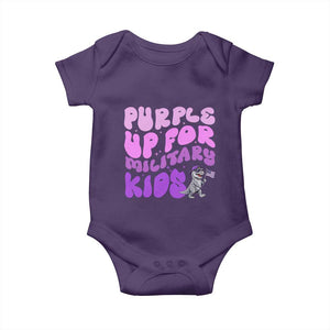 Purple Up For Military Kids Baby Onesie Groovy Dino Dinosaur Military Child Month TS10 Purple Print Your Wear