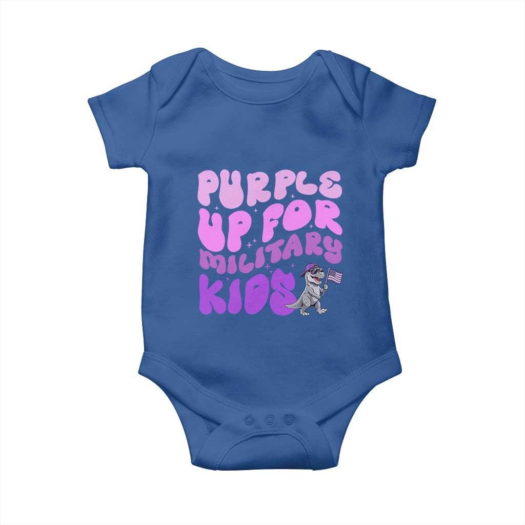 Purple Up For Military Kids Baby Onesie Groovy Dino Dinosaur Military Child Month TS10 Royal Blue Print Your Wear