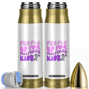 Purple Up For Military Kids Bullet Tumbler Groovy Dino Dinosaur Military Child Month TS10 White Print Your Wear