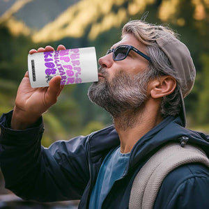Purple Up For Military Kids 4 in 1 Can Cooler Tumbler Groovy Dino Dinosaur Military Child Month TS10 Print Your Wear