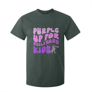Purple Up For Military Kids T Shirt For Kid Groovy Dino Dinosaur Military Child Month TS10 Dark Forest Green Print Your Wear