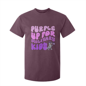 Purple Up For Military Kids T Shirt For Kid Groovy Dino Dinosaur Military Child Month TS10 Maroon Print Your Wear