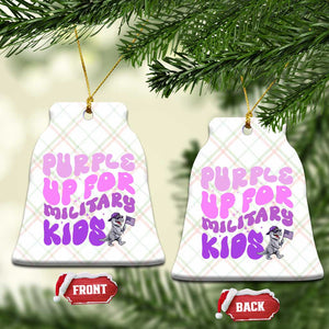 Purple Up For Military Kids Ceramic Ornament Groovy Dino Dinosaur Military Child Month TS10 Print Your Wear