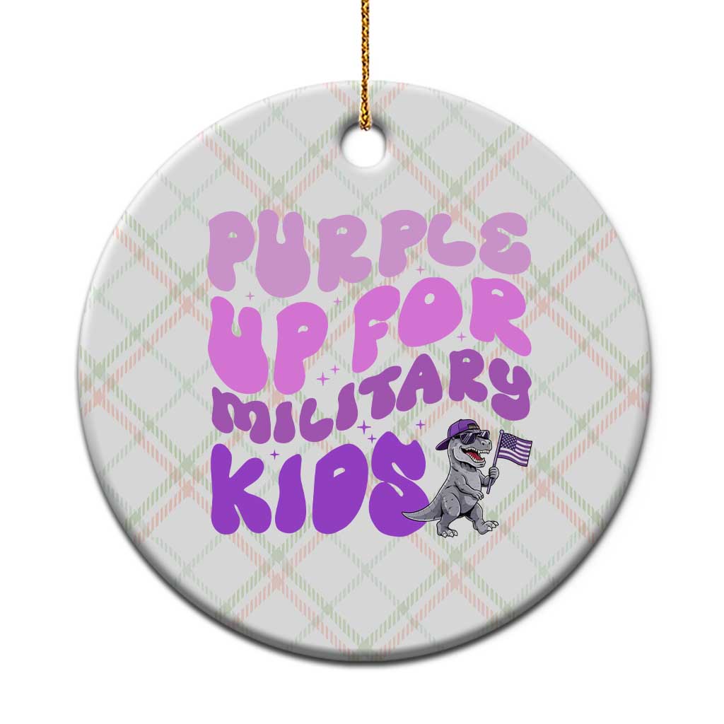 Purple Up For Military Kids Ceramic Ornament Groovy Dino Dinosaur Military Child Month TS10 1pc Christmas Plaid Print Your Wear
