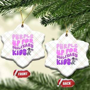 Purple Up For Military Kids Ceramic Ornament Groovy Dino Dinosaur Military Child Month TS10 Print Your Wear