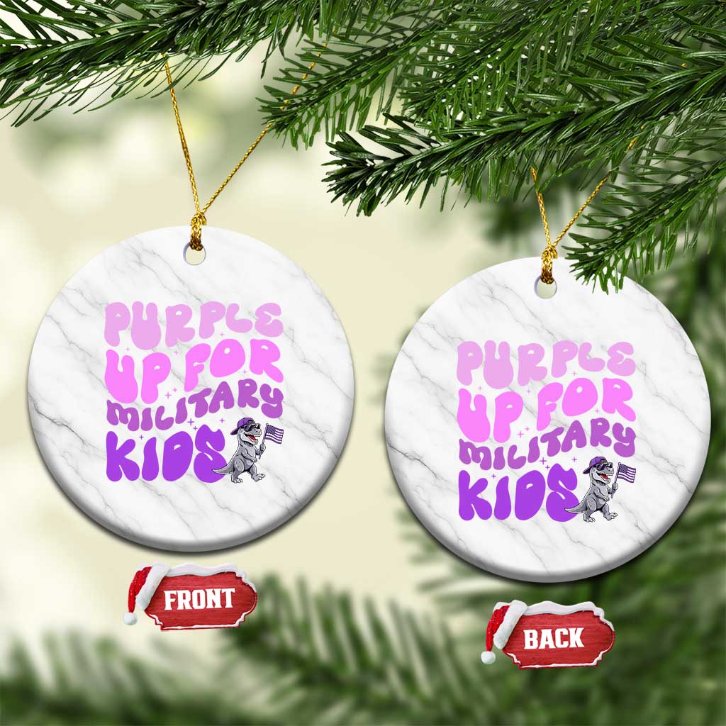 Purple Up For Military Kids Ceramic Ornament Groovy Dino Dinosaur Military Child Month TS10 1pc White Marble Print Your Wear