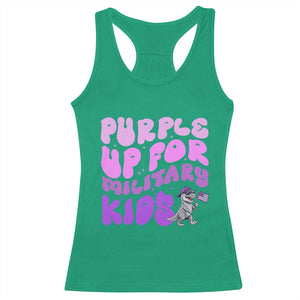 Purple Up For Military Kids Racerback Tank Top Groovy Dino Dinosaur Military Child Month TS10 Irish Green Print Your Wear