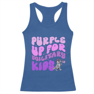Purple Up For Military Kids Racerback Tank Top Groovy Dino Dinosaur Military Child Month TS10 Royal Blue Print Your Wear