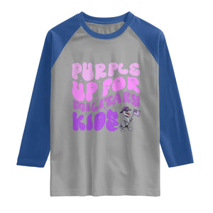 Purple Up For Military Kids Raglan Shirt Groovy Dino Dinosaur Military Child Month TS10 Sport Gray Royal Print Your Wear
