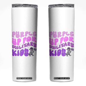 Purple Up For Military Kids Skinny Tumbler Groovy Dino Dinosaur Military Child Month TS10 White Print Your Wear