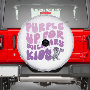 Purple Up For Military Kids Spare Tire Cover Groovy Dino Dinosaur Military Child Month TS10 White Print Your Wear