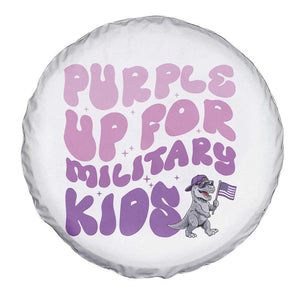Purple Up For Military Kids Spare Tire Cover Groovy Dino Dinosaur Military Child Month TS10 Print Your Wear