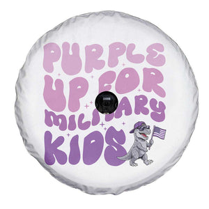 Purple Up For Military Kids Spare Tire Cover Groovy Dino Dinosaur Military Child Month TS10 Print Your Wear