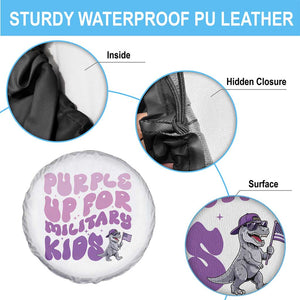 Purple Up For Military Kids Spare Tire Cover Groovy Dino Dinosaur Military Child Month TS10 Print Your Wear