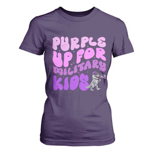 Purple Up For Military Kids T Shirt For Women Groovy Dino Dinosaur Military Child Month TS10 Purple Print Your Wear