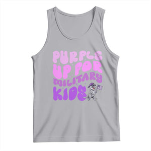 Purple Up For Military Kids Tank Top Groovy Dino Dinosaur Military Child Month TS10 Athletic Heather Print Your Wear