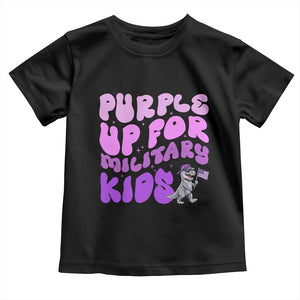 Purple Up For Military Kids Toddler T Shirt Groovy Dino Dinosaur Military Child Month TS10 Black Print Your Wear